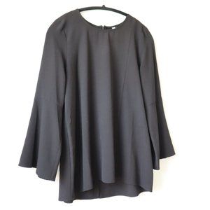 Kensie Black Swing Blouse with Bell Sleeves, Size Small